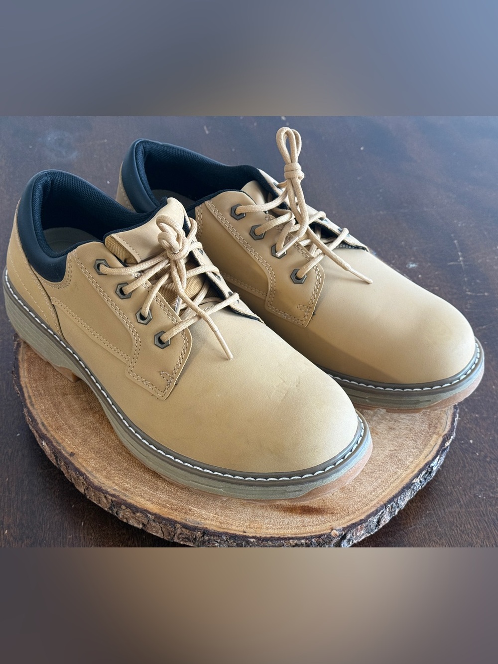 George Men's Lace-Up Oxfords in Tan and Black Size 10.5 Boots - Picture 8 of 8